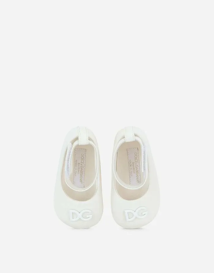 Dolce and Gabbana Newborn Shoes 1620 Children Nappa Leather Newborn Ballet Flats White