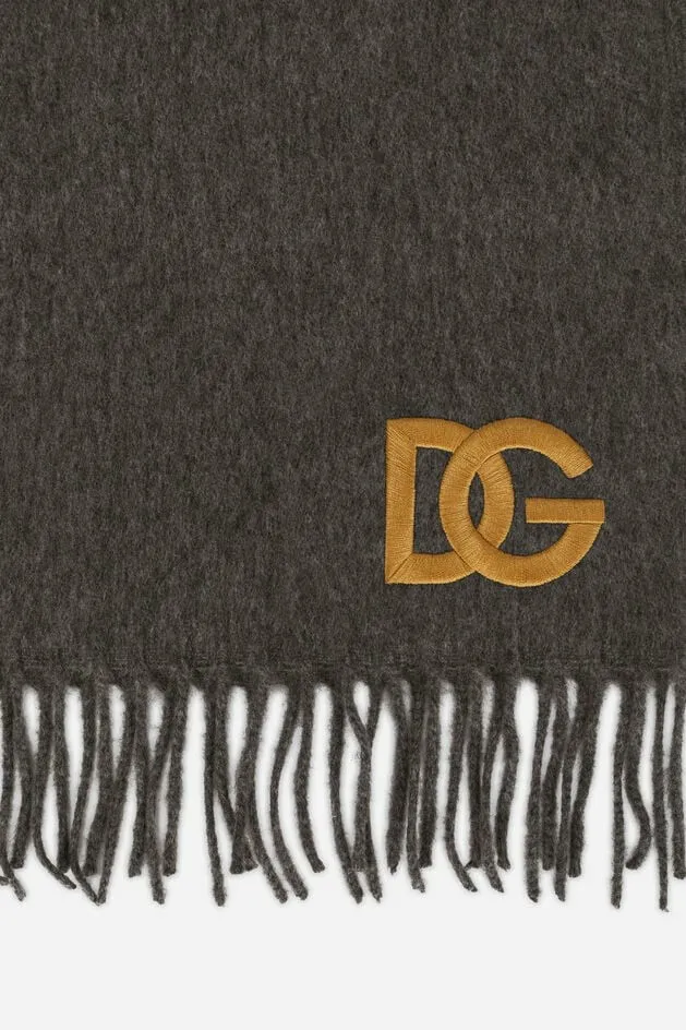 Dolce and Gabbana Scarves And Silks Men Cashmere Scarf With DG Embroidery Grey Dolce and Gabbana Scarves And Silks Men Cashmere Scarf With DG Embroidery Grey