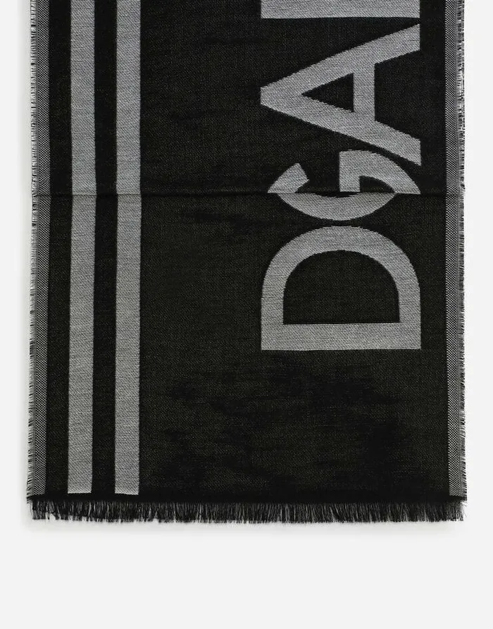 Dolce and Gabbana Scarves And Silks Men Cottonmodal Jacquard Scarf With Logo Blackwhite Dolce and Gabbana Scarves And Silks Men Cottonmodal Jacquard Scarf With Logo Blackwhite