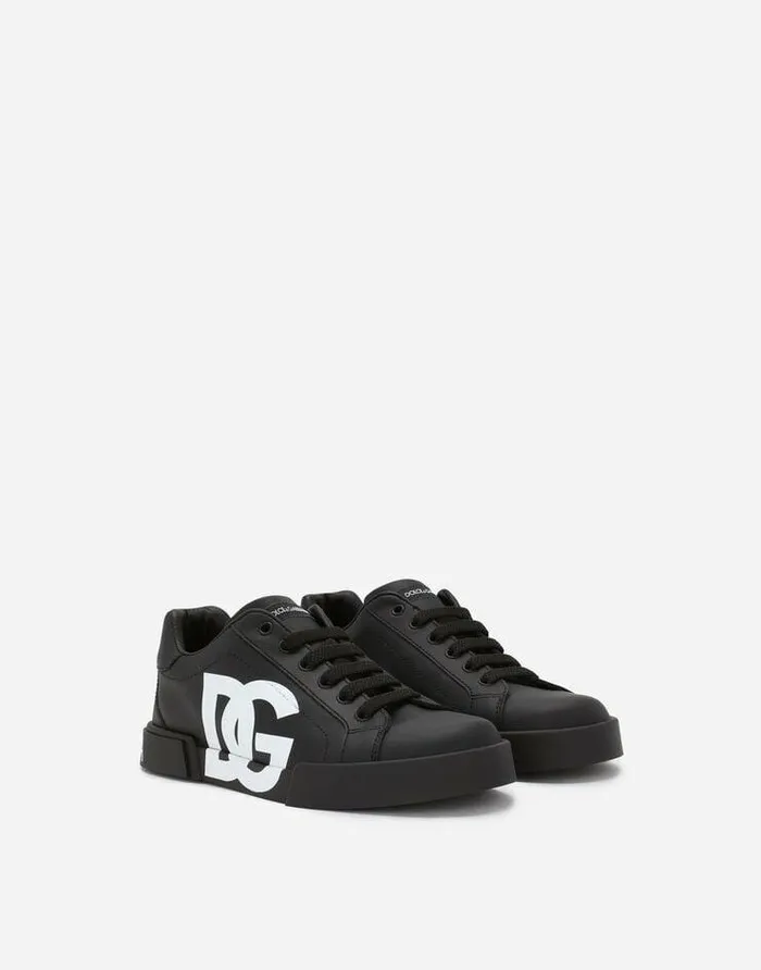 Dolce and Gabbana Shoes 2438 Children Portofino Light Sneakers With DG Logo Black Dolce and Gabbana Shoes 2438 Children Portofino Light Sneakers With DG Logo Black