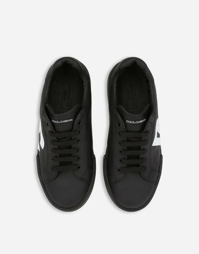 Dolce and Gabbana Shoes 2438 Children Portofino Light Sneakers With DG Logo Black Dolce and Gabbana Shoes 2438 Children Portofino Light Sneakers With DG Logo Black