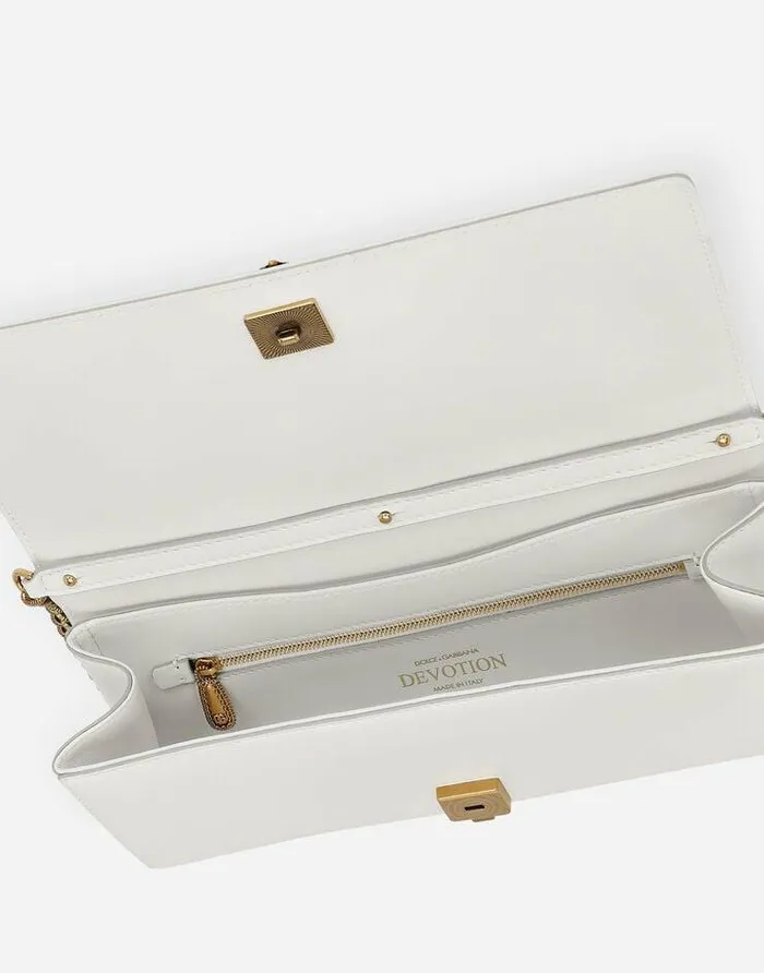 Dolce and Gabbana Shoulder And Crossbody Bags Women Quilted Nappa Leather Devotion Baguette Bag White