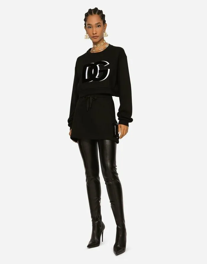 Dolce and Gabbana Skirts Women Jersey Miniskirt With Logo Patch Black