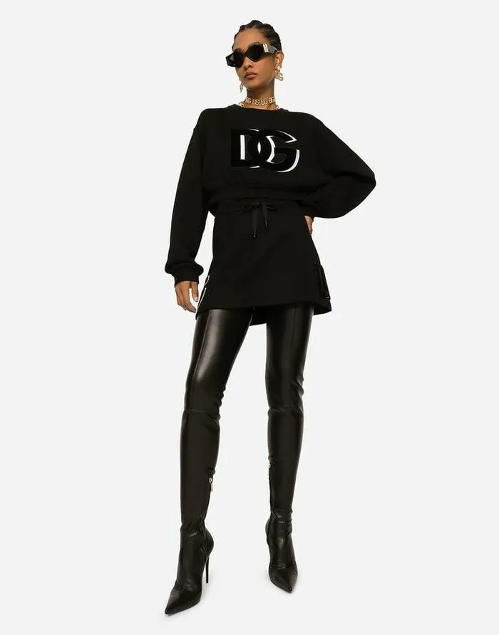 Dolce and Gabbana Skirts Women Jersey Miniskirt With Logo Patch Black