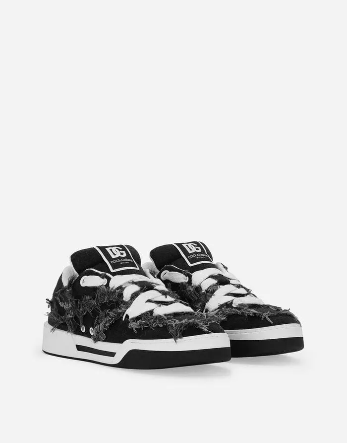 Dolce and Gabbana Sneakers Men Denim New Roma Sneakers Black