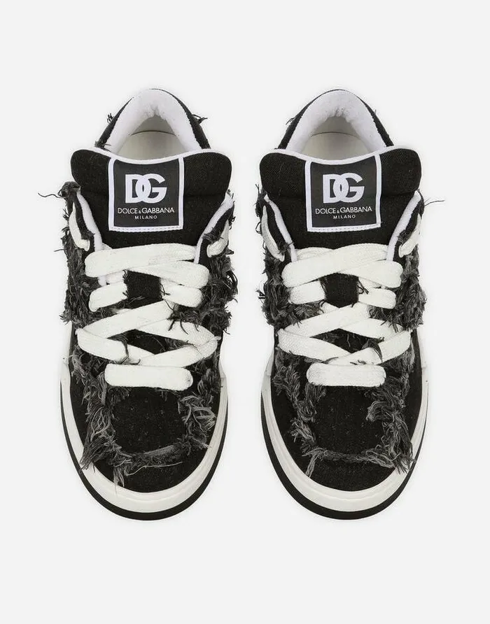 Dolce and Gabbana Sneakers Men Denim New Roma Sneakers Black