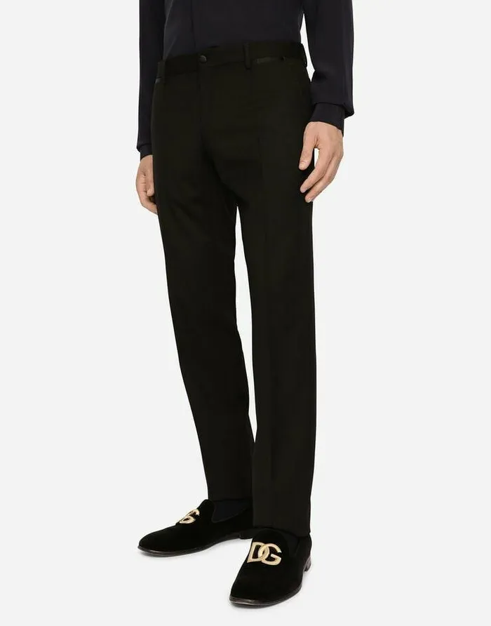 Dolce and Gabbana Suits And Blazers Men Threepiece Stretch Wool Siciliafit Suit With Rhinestones Black Dolce and Gabbana Suits And Blazers Men Threepiece Stretch Wool Siciliafit Suit With Rhinestones Black