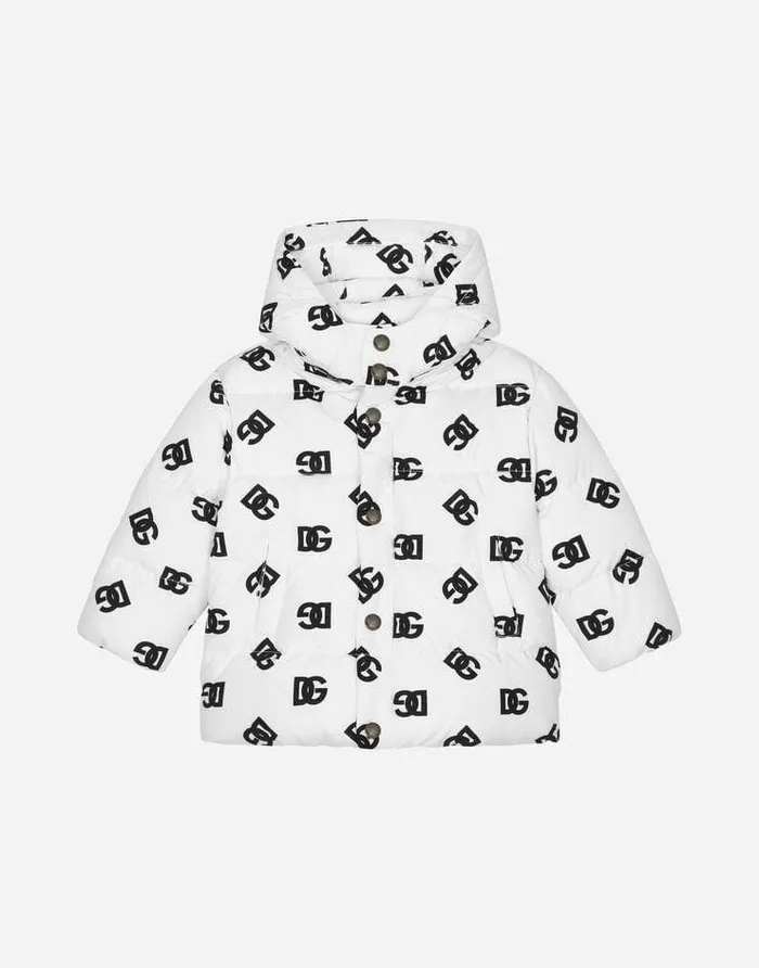 Dolce and Gabbana Topwear Children Nylon Down Jacket With DG Logo Print Multicolor Dolce and Gabbana Topwear Children Nylon Down Jacket With DG Logo Print Multicolor