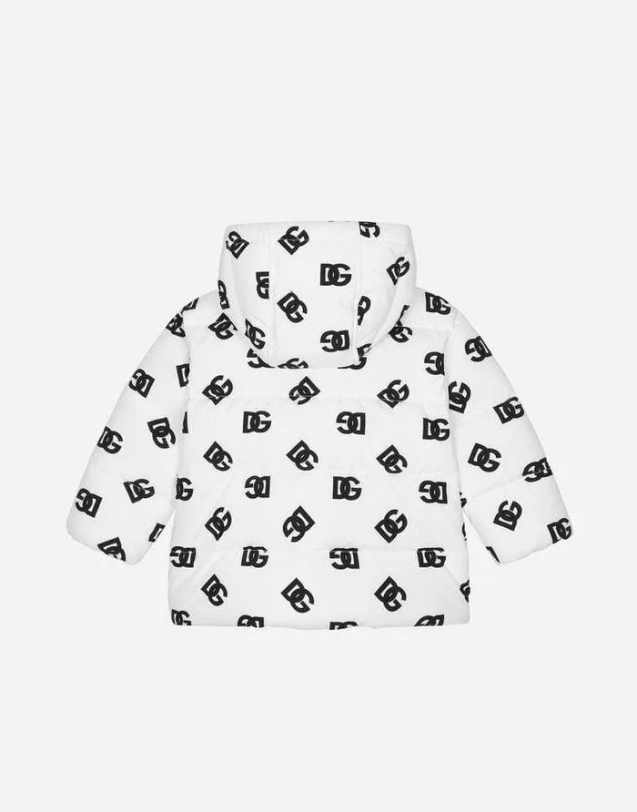Dolce and Gabbana Topwear Children Nylon Down Jacket With DG Logo Print Multicolor Dolce and Gabbana Topwear Children Nylon Down Jacket With DG Logo Print Multicolor