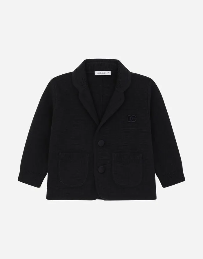 Dolce and Gabbana Topwear Children Singlebreasted Full Milano Jacket Blue