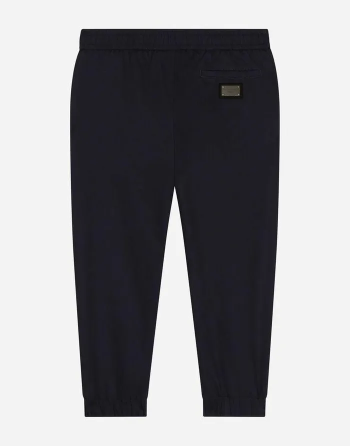 Dolce and Gabbana Trousers And Shorts Children Sporty Pants With Logo Tag Blue Dolce and Gabbana Trousers And Shorts Children Sporty Pants With Logo Tag Blue