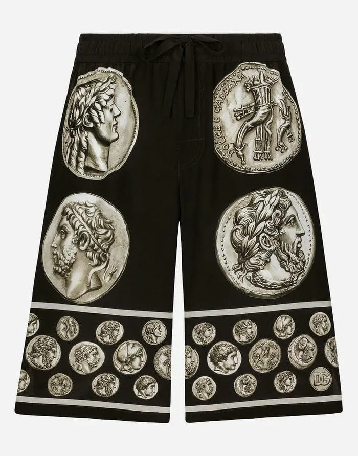 Dolce and Gabbana Trousers And Shorts Men Crpe De Chine Bermuda Jogging Pants Black