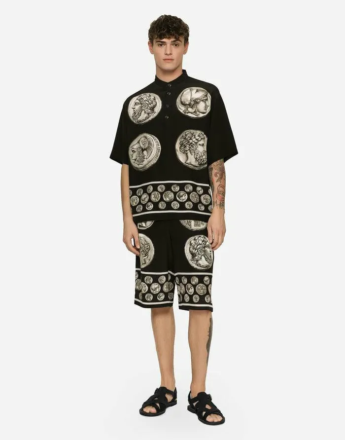 Dolce and Gabbana Trousers And Shorts Men Crpe De Chine Bermuda Jogging Pants Black