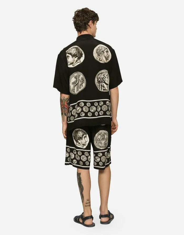 Dolce and Gabbana Trousers And Shorts Men Crpe De Chine Bermuda Jogging Pants Black