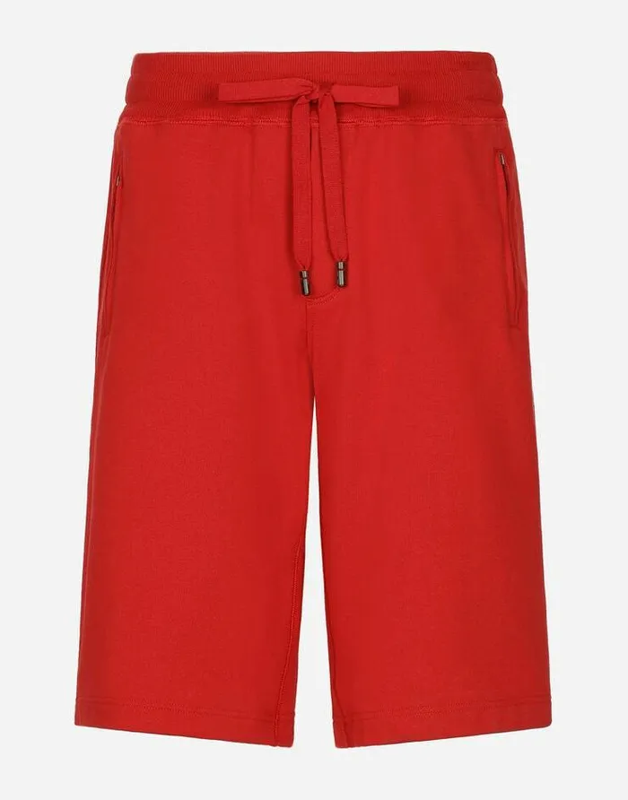 Dolce and Gabbana Trousers And Shorts Men Jersey Jogging Shorts With Logo Tag Red