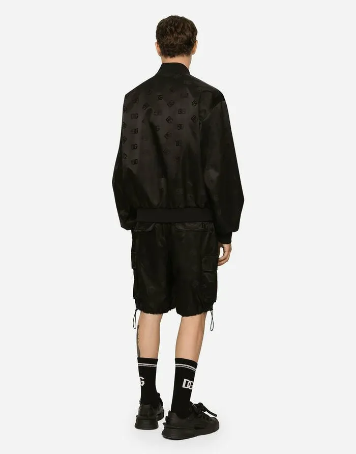 Dolce and Gabbana Trousers And Shorts Men Satin Jacquard Cargo Shorts With DG Monogram Detail Black Dolce and Gabbana Trousers And Shorts Men Satin Jacquard Cargo Shorts With DG Monogram Detail Black