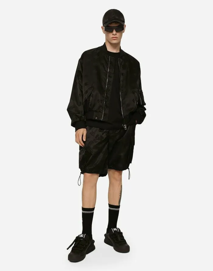Dolce and Gabbana Trousers And Shorts Men Satin Jacquard Cargo Shorts With DG Monogram Detail Black Dolce and Gabbana Trousers And Shorts Men Satin Jacquard Cargo Shorts With DG Monogram Detail Black