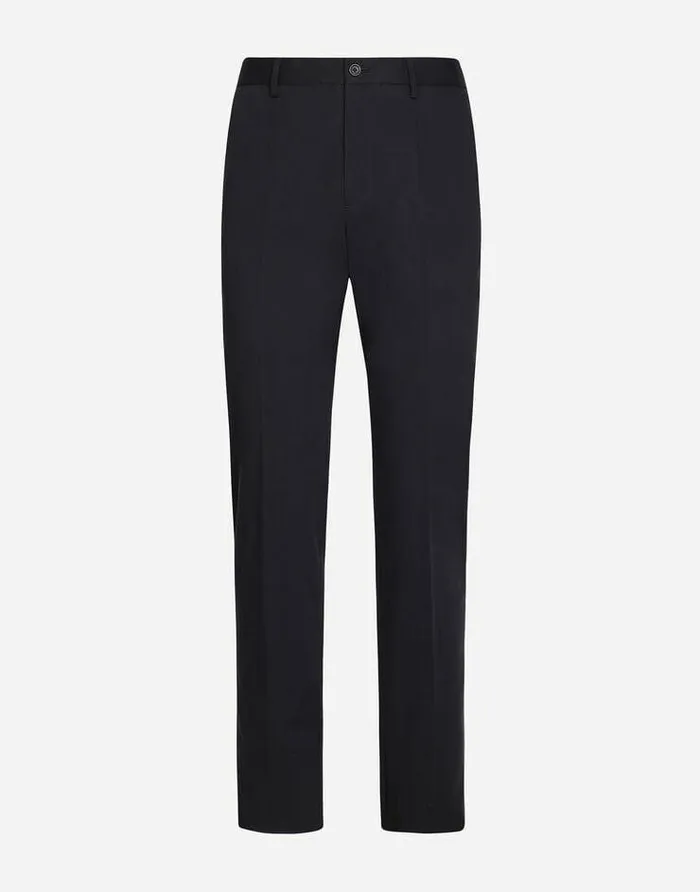 Dolce and Gabbana Trousers And Shorts Men Stretch Cotton Pants With Branded Tag Blue