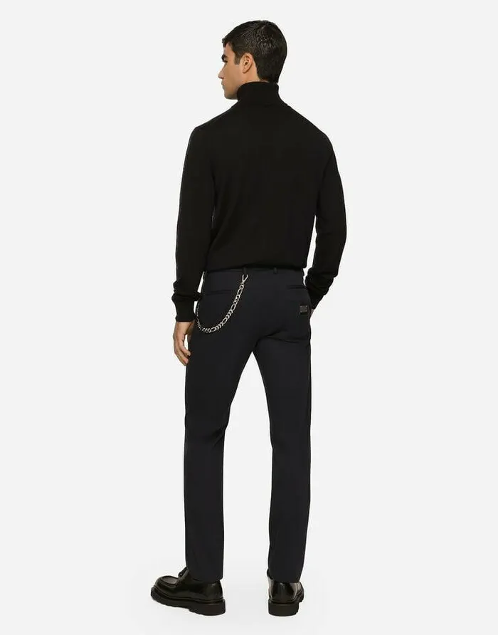 Dolce and Gabbana Trousers And Shorts Men Stretch Cotton Pants With Branded Tag Blue