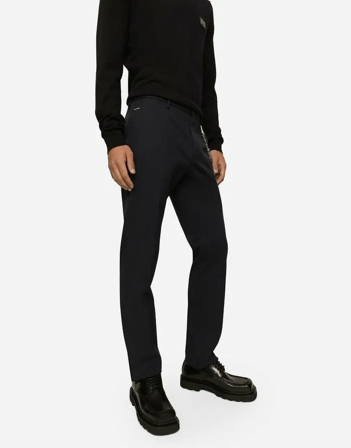 Dolce and Gabbana Trousers And Shorts Men Stretch Cotton Pants With Branded Tag Blue