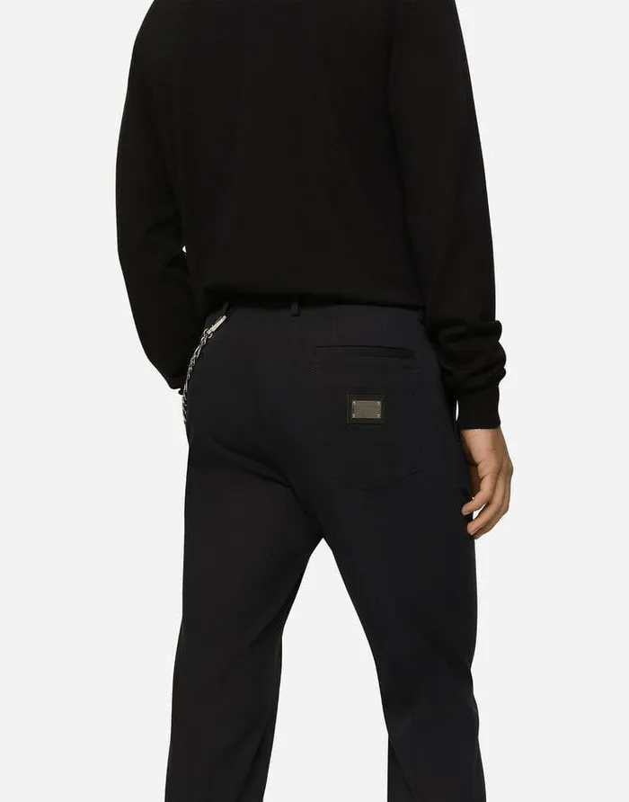 Dolce and Gabbana Trousers And Shorts Men Stretch Cotton Pants With Branded Tag Blue