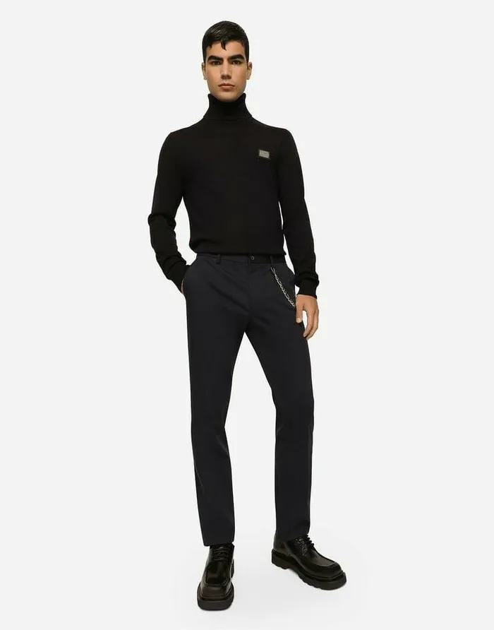 Dolce and Gabbana Trousers And Shorts Men Stretch Cotton Pants With Branded Tag Blue