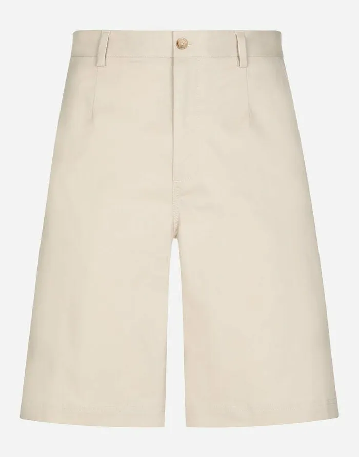 Dolce and Gabbana Trousers And Shorts Men Stretch Cotton Shorts With Branded Tag Beige