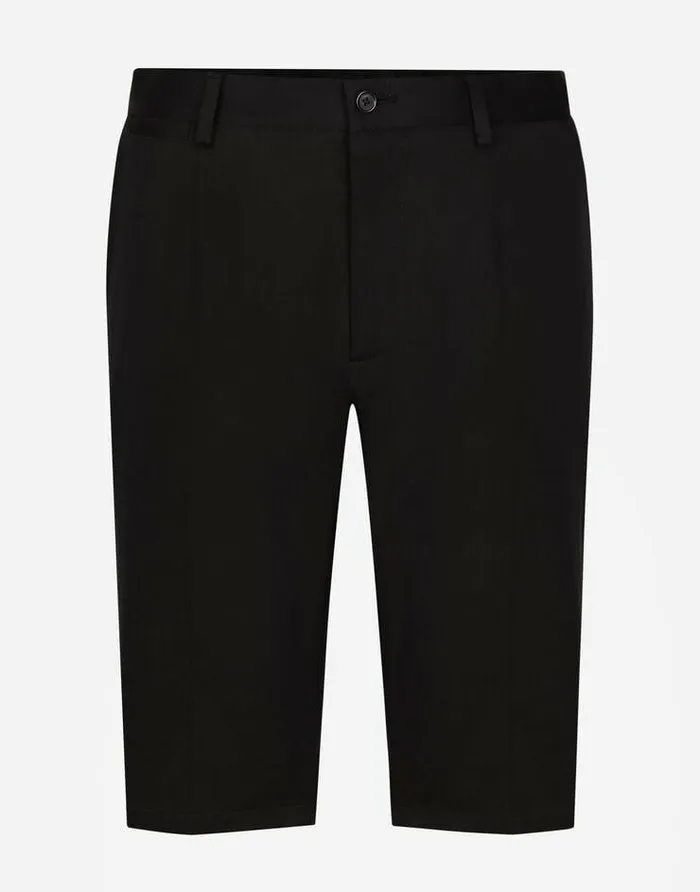 Dolce and Gabbana Trousers And Shorts Men Stretch Cotton Shorts With DG Patch Blue
