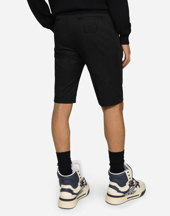 Dolce and Gabbana Trousers And Shorts Men Stretch Cotton Shorts With DG Patch Blue