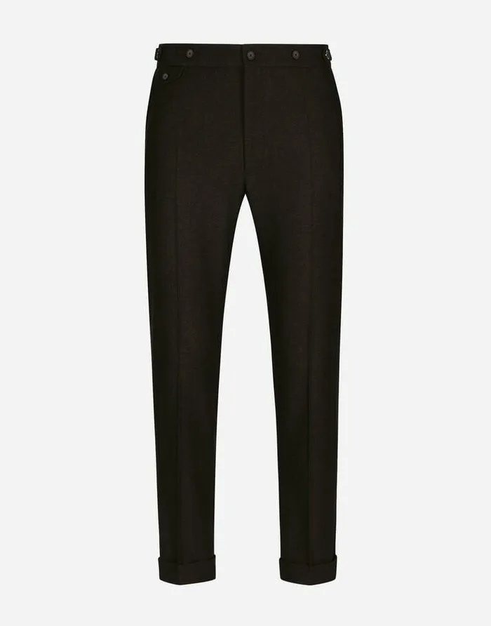 Dolce and Gabbana Trousers And Shorts Men Stretch Wool Pants With ReEdition Label Brown