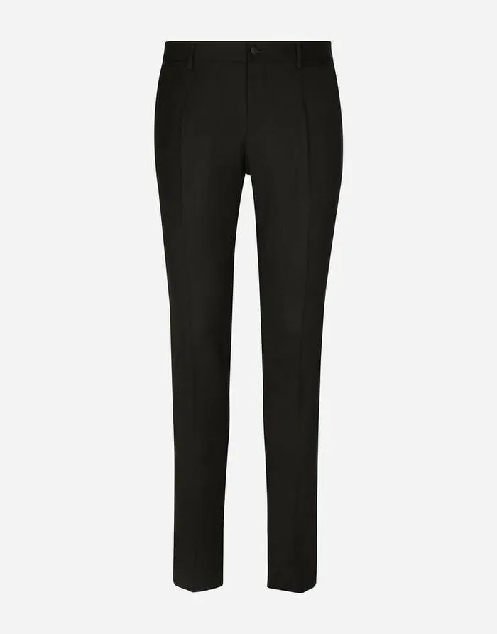 Dolce and Gabbana Trousers And Shorts Men Wool Pants With Cannet Details Black