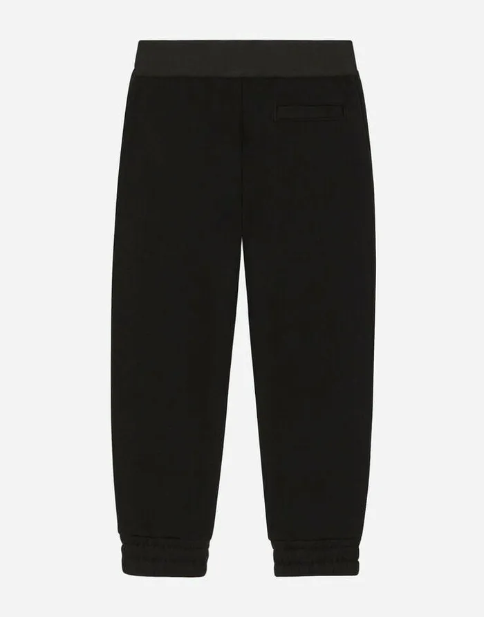 Dolce and Gabbana Trousers And Skirts Children Jersey Jogging Pants With Branded Elastic Black Dolce and Gabbana Trousers And Skirts Children Jersey Jogging Pants With Branded Elastic Black