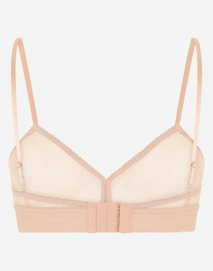 Dolce and Gabbana Underwear Women Tulle Triangle Bra With DG Logo Pale Pink