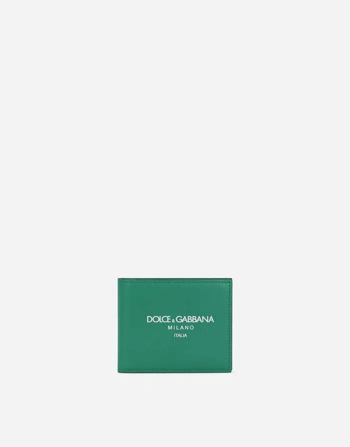 Dolce and Gabbana Wallets And Small Leather Goods Men Calfskin Bifold Wallet With Logo Green Dolce and Gabbana Wallets And Small Leather Goods Men Calfskin Bifold Wallet With Logo Green