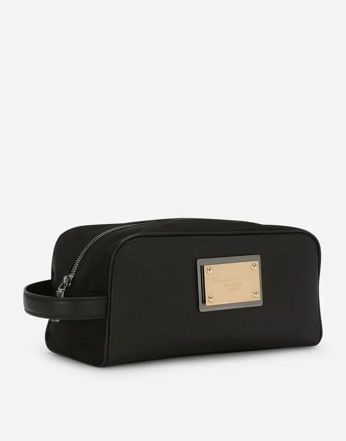 Dolce and Gabbana Wallets And Small Leather Goods Men Nylon And Calfskin Toiletry Bag Black Dolce and Gabbana Wallets And Small Leather Goods Men Nylon And Calfskin Toiletry Bag Black