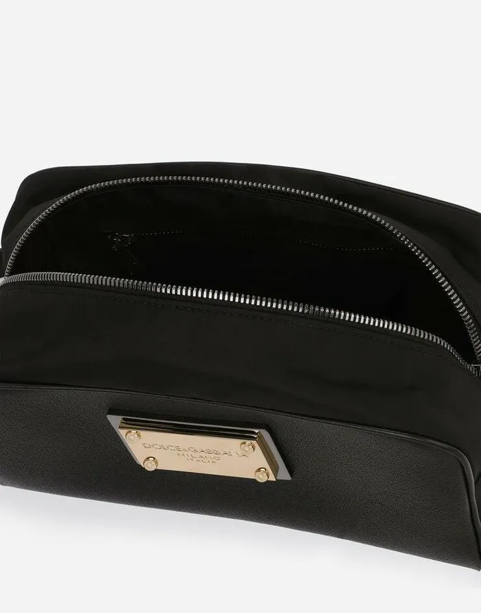 Dolce and Gabbana Wallets And Small Leather Goods Men Nylon And Calfskin Toiletry Bag Black Dolce and Gabbana Wallets And Small Leather Goods Men Nylon And Calfskin Toiletry Bag Black