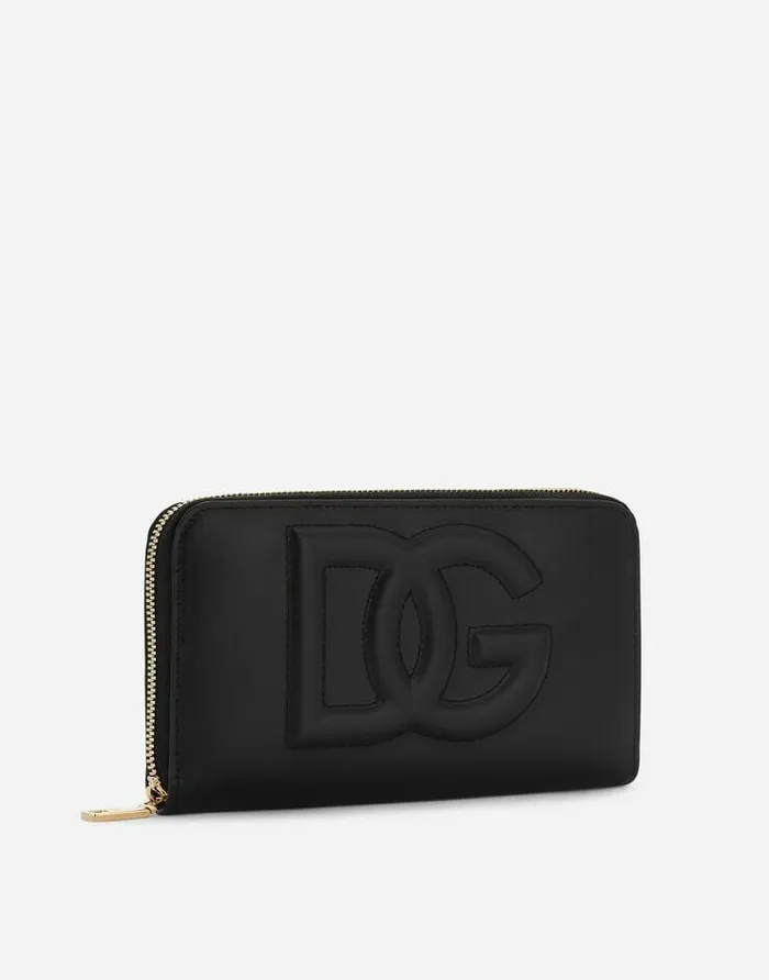 Dolce and Gabbana Wallets And Small Leather Goods Women Calfskin Ziparound DG Logo Wallet Black