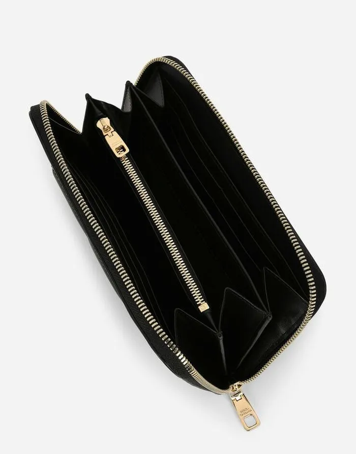 Dolce and Gabbana Wallets And Small Leather Goods Women Calfskin Ziparound DG Logo Wallet Black