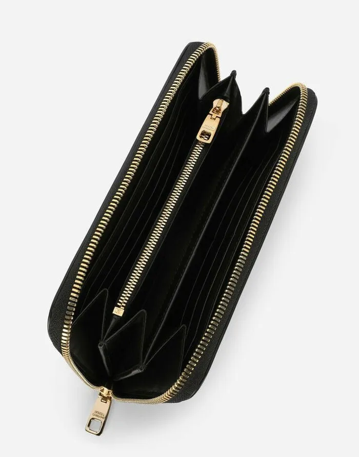 Dolce and Gabbana Wallets And Small Leather Goods Women Calfskin Ziparound DG Logo Wallet Black