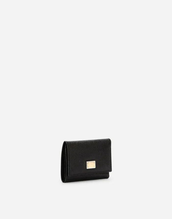 Dolce and Gabbana Wallets And Small Leather Goods Women Dauphine Calfskin Wallet With Branded Tag Black Dolce and Gabbana Wallets And Small Leather Goods Women Dauphine Calfskin Wallet With Branded Tag Black