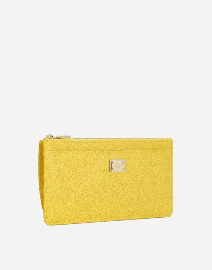 Dolce and Gabbana Wallets And Small Leather Goods Women Large Dauphine Calfskin Card Holder Yellow Dolce and Gabbana Wallets And Small Leather Goods Women Large Dauphine Calfskin Card Holder Yellow