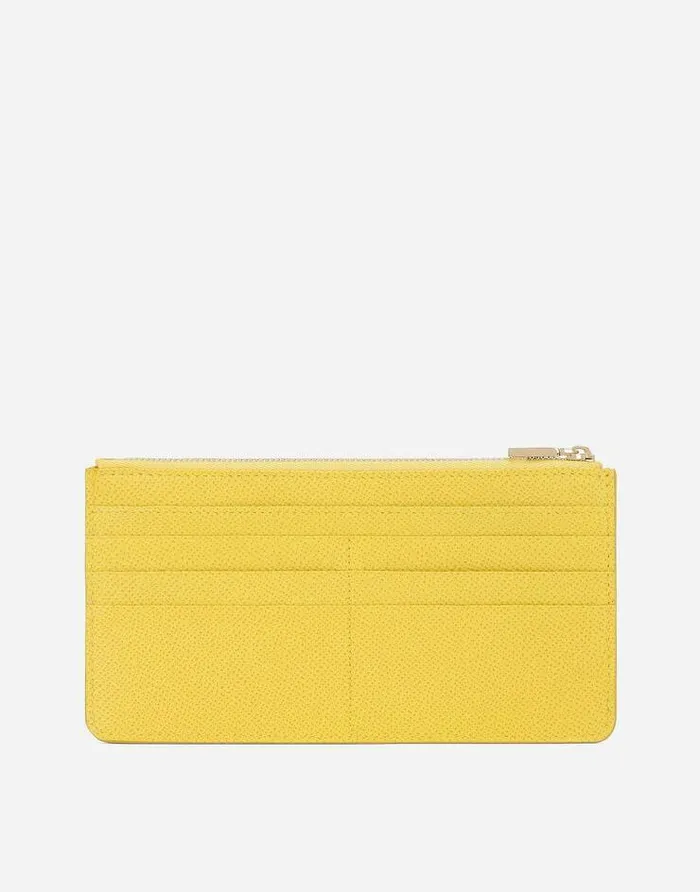 Dolce and Gabbana Wallets And Small Leather Goods Women Large Dauphine Calfskin Card Holder Yellow Dolce and Gabbana Wallets And Small Leather Goods Women Large Dauphine Calfskin Card Holder Yellow