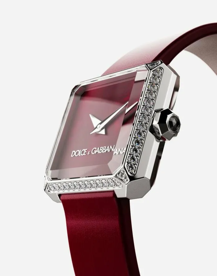 Dolce and Gabbana WatchesandStraps Women Sofia Steel Watch With Colorless Diamonds Bordeaux
