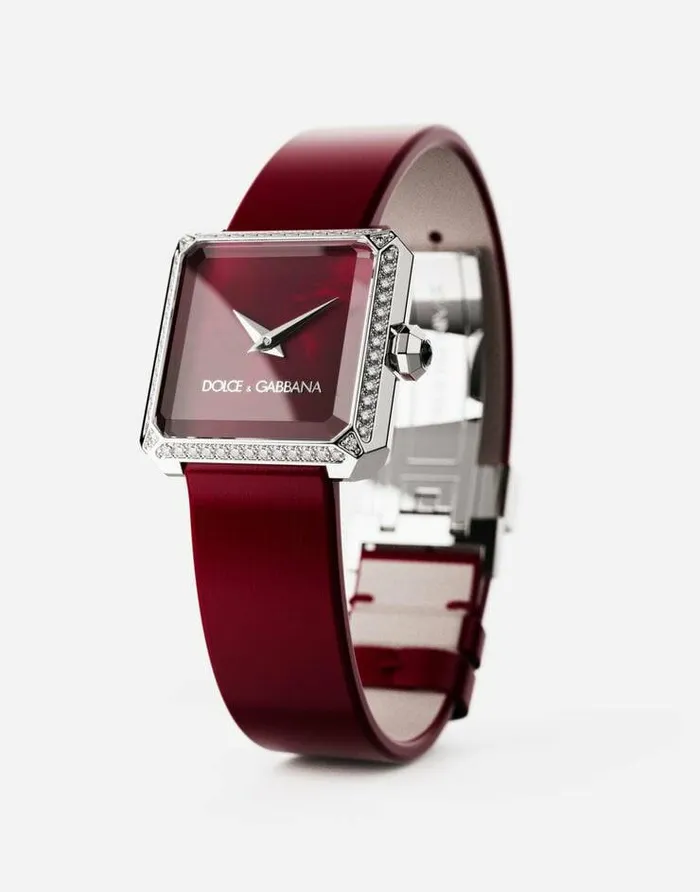Dolce and Gabbana WatchesandStraps Women Sofia Steel Watch With Colorless Diamonds Bordeaux