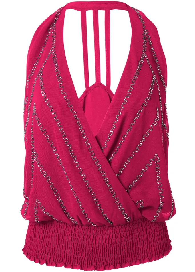 EMBELLISHED HALTER NECK TOP Fuchsia Women VENUS Night Out Tops