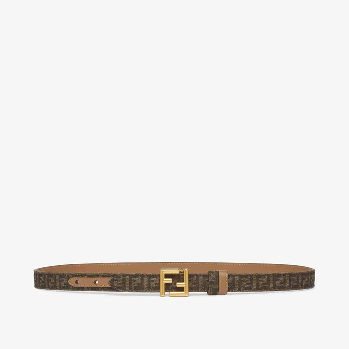 Fendi Belts FF Belt Brown FF Jacquard And Beige Leather Reversible Belt 8211 Women