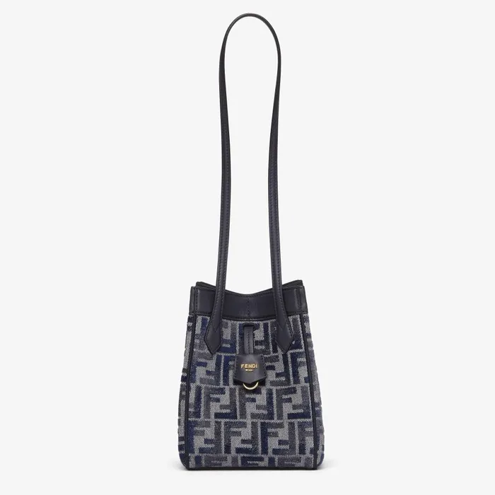 Fendi Bucket Bags Fendi Origami Mini Transformable Dark Blue FF Chenille Minibag 8211 Women