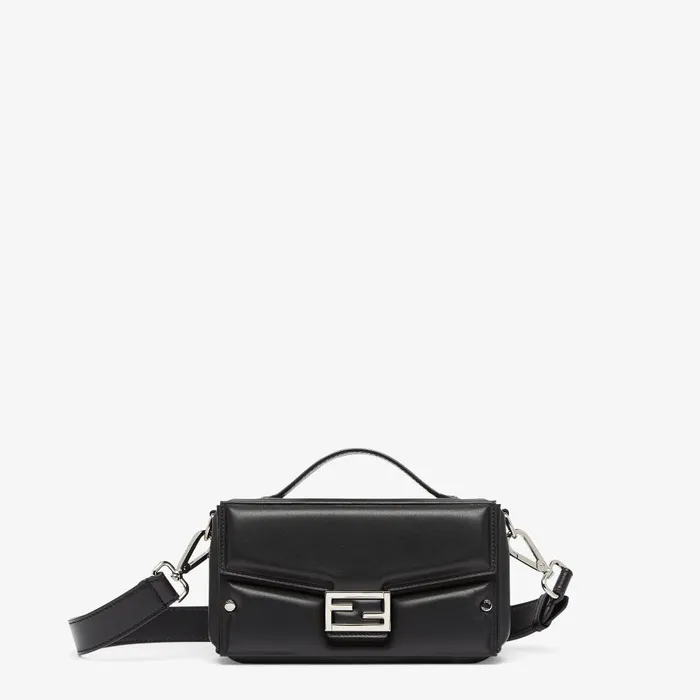 Fendi Messenger Bags Soft Trunk Baguette Black Padded Nappa Leather Bag 8211 Men