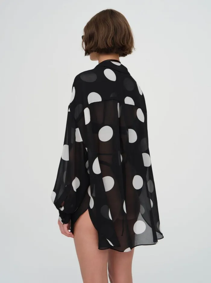 For Love and Lemons Swim Justina Sheer Coverup Shirt Black 8211 Women
