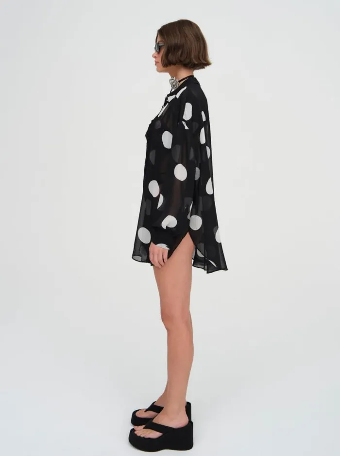 For Love and Lemons Swim Justina Sheer Coverup Shirt Black 8211 Women